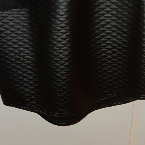 Black dress with a see-through front faux leather and a gold zipper in the back - Picture 2 of 5